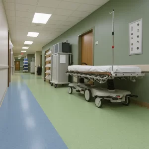 Hospital Vinyl Flooring in Hallway